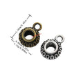 Dotted Round Three Way Bail Bead in Textured Metal for Jewelry Making view 1