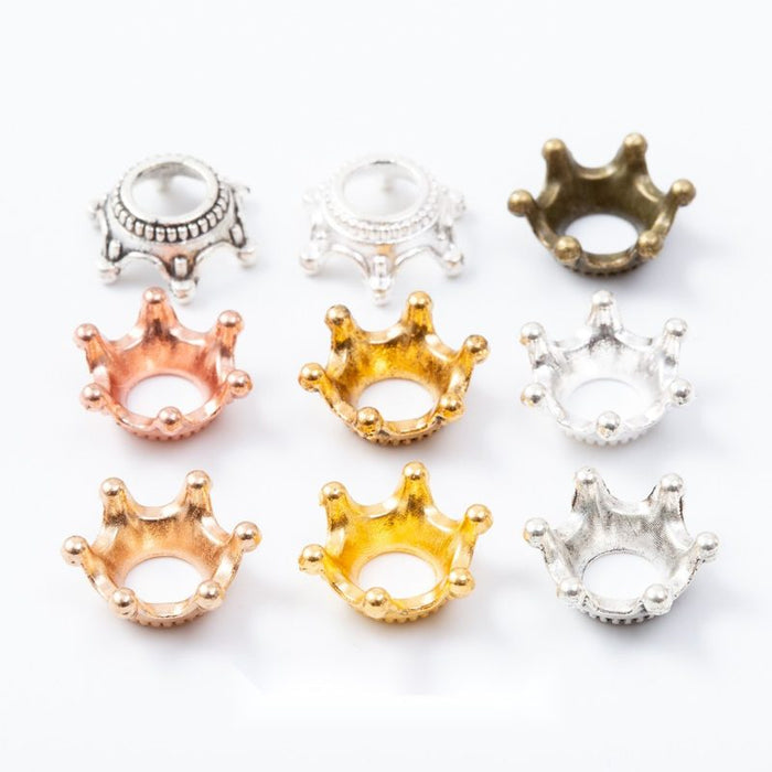 Crown-Shaped Round Bead Cap in Seven Metal Finishes