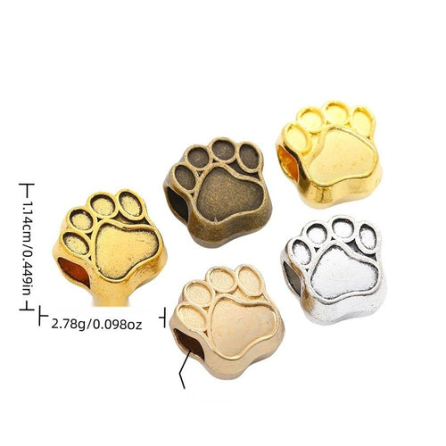 Paw Print Large Hole Metal Beads grouped product view on a white background