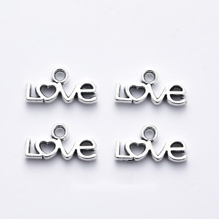 Small Script Love Word Metal Charm in 1 Pictured Finish