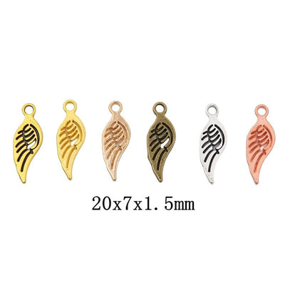 Small Single Wing Metal Charms grouped product view on a white background