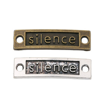 Silence Word Bar Double Loop Jewelry Connector Component