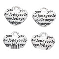 Repeating Love Text Heart Pendant Charm in Antique Silver view 1