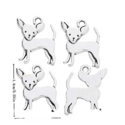 Product image showing the pointed ear dog metal charm and its visible metal details
