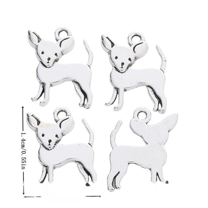 Pointed Ear Dog Metal Charm in Textured Metal for Jewelry Making