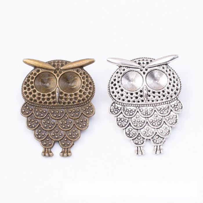 Ornate Wide Wing Owl Charm Metal Jewelry Making Pieces
