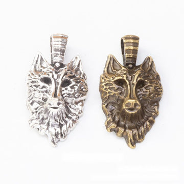 Wolf Head Bail Charm in 2 Metal Finishes for Jewelry Making
