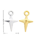 Four Point Star Spike Metal Charms in Gold and Silver Finishes view 1