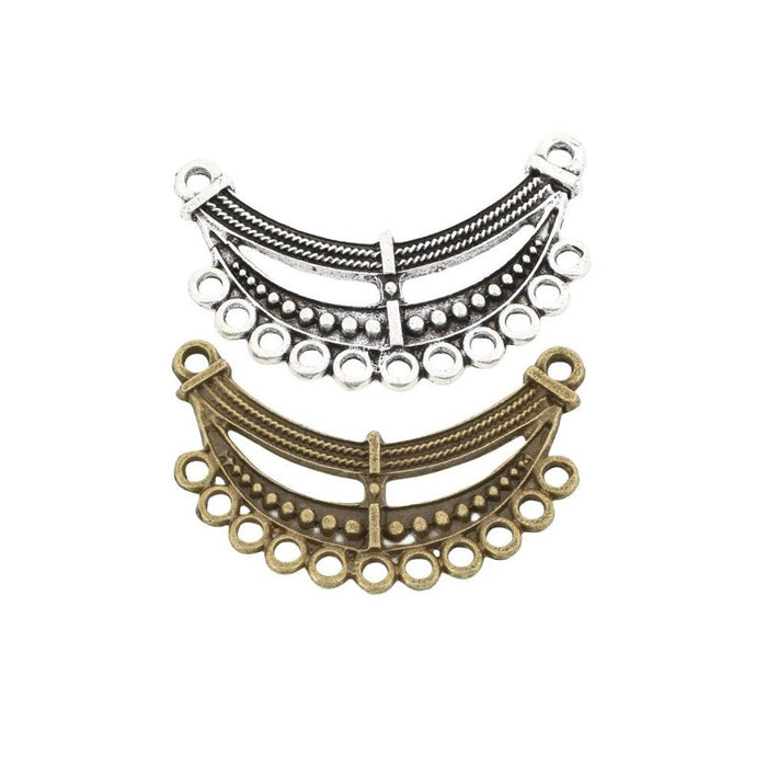 Seven Loop Curved Bar Connector In 2 Metal Finishes For Jewelry Making