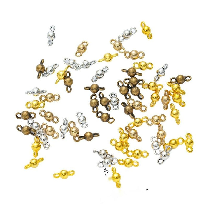 Double Loop Bead Link Jewelry Making Component In 4 Finish Options