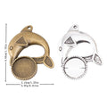 Antique Bronze and Silver Dolphin Round Bezel Charms view 1
