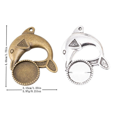 Grouped front views of dolphin bezel charms