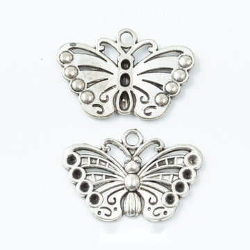 Filigree Butterfly Silver Tone Metal Charms for Crafts