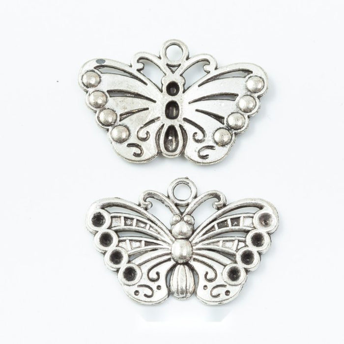 Filigree Butterfly Silver Tone Metal Charms for Crafts