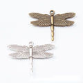 Detailed Dragonfly Charm in Two Antique Metal Finishes view 1