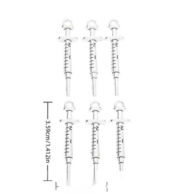 Grouped front views of the syringe shape charm in available finishes