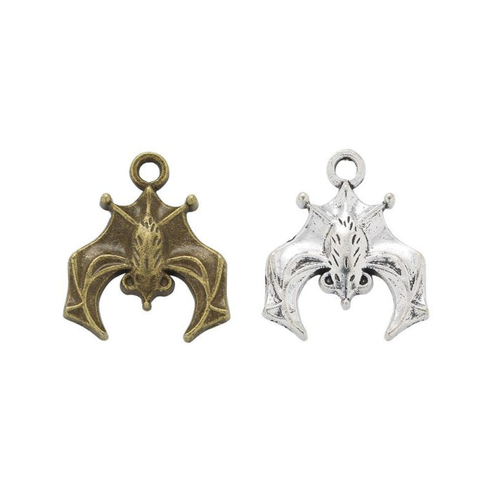 Bat-Shaped Detailed Metal Charm Pendants in 2 Finishes