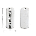 WONDERLAND Engraved Rectangular Tag Pendant Charm in Antique Silver view 1