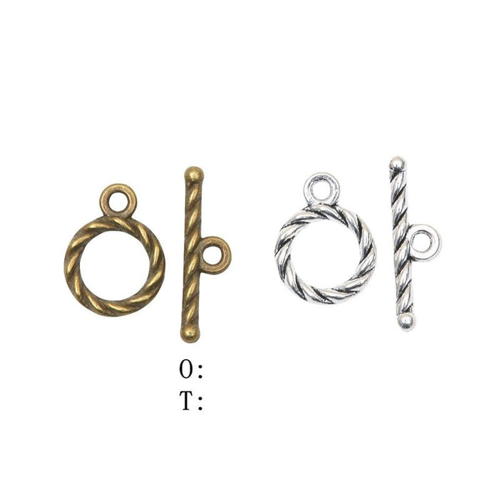 Twisted Rope Round Toggle Clasp Set in 2 Pictured Finishes