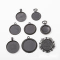 Eight Black Round Cabochon Pendant Tray Styles and Sizes view 1