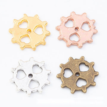 Heart Cutout Gear Jewelry Making Component In 4 Finish Options