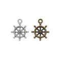 Layered Ship Wheel Metal Charms in Antique Bronze and Silver view 1
