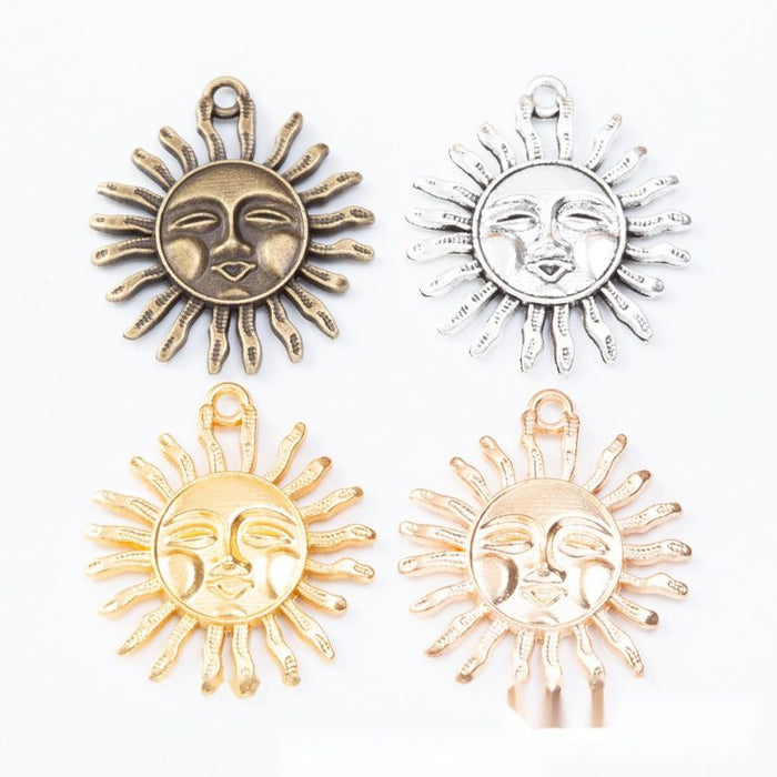 Smiling Sun Face Charm in Four Metal Finishes for Jewelry