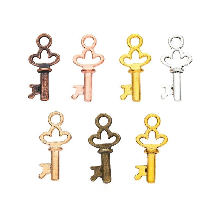 Small Ornate Key Charm in Seven Metal Finishes for Jewelry