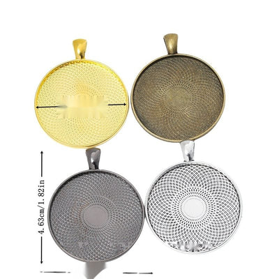 Group view of large round recessed tray with a dotted concentric back