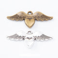 Winged Heart Metal Charms in Two Antique Finishes Jewelry Components view 1