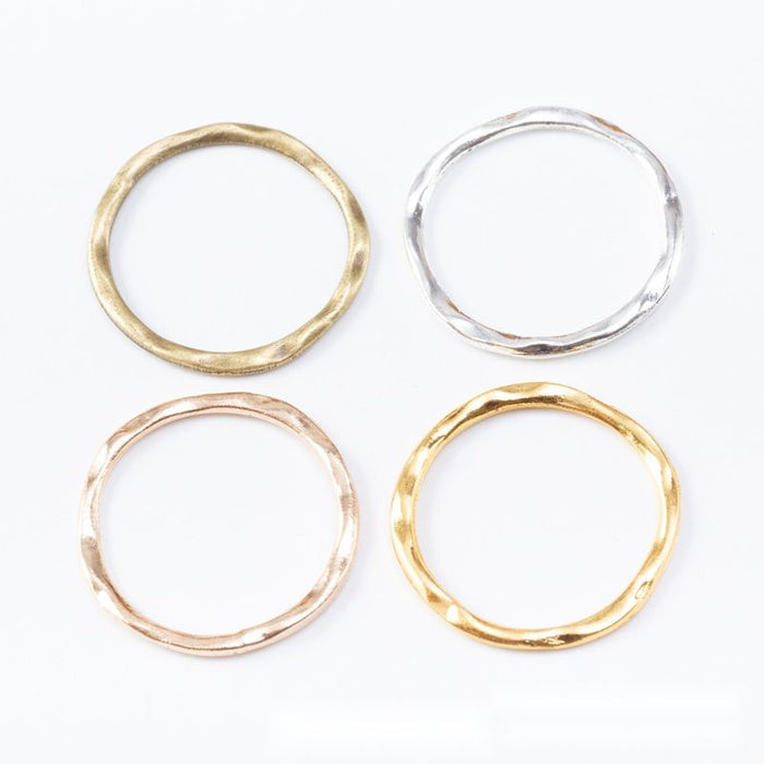 Hammered Round Open Rings in Four Metallic Finishes