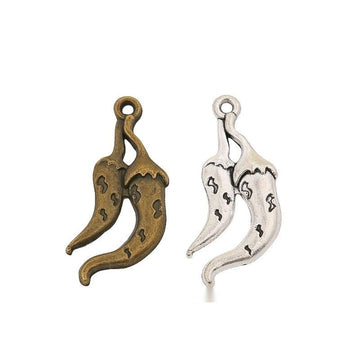 Double Chili Pepper Charm In 2 Metal Finishes For Jewelry Making