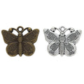 Embossed Broad Wing Butterfly Charm in 2 Metal Finishes for Jewelry Making view 1
