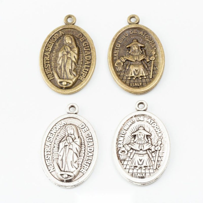Guadalupe Medal in 2 Metal Finishes for Jewelry Making