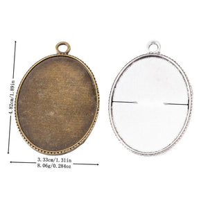 Large Oval Cabochon Setting Charm Pendant For Jewelry Making