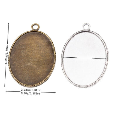 Large Oval Cabochon Setting Charm Pendant shown in the available visible finishes