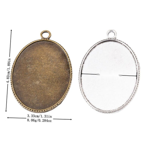 Large Oval Cabochon Setting Charm Pendant shown in the available visible finishes