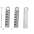 Antique Silver Ruler Charm with Engraved Measurement Marks view 1