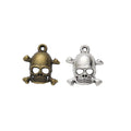 Skull and Crossbones Metal Charm in Two Antique Finishes view 1