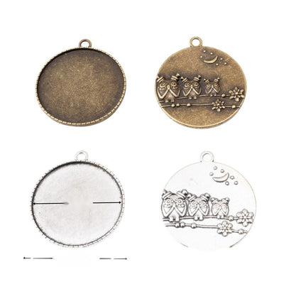 Round recessed tray with an owl border on the reverse shown in the available finishes