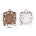 Ornate Rectangular Cabochon Pendant Tray In Antique Bronze and Antique Silver Metal Finish view 1