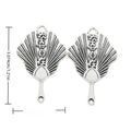 Inscribed Folding Fan Charm in Antique Silver Tone view 1