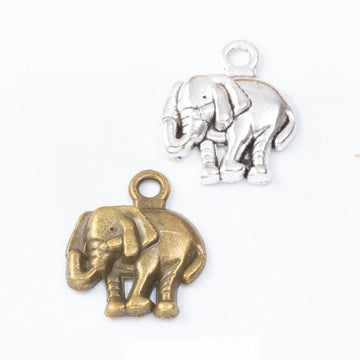 Walking Elephant Charms in Antique Bronze, Antique Silver