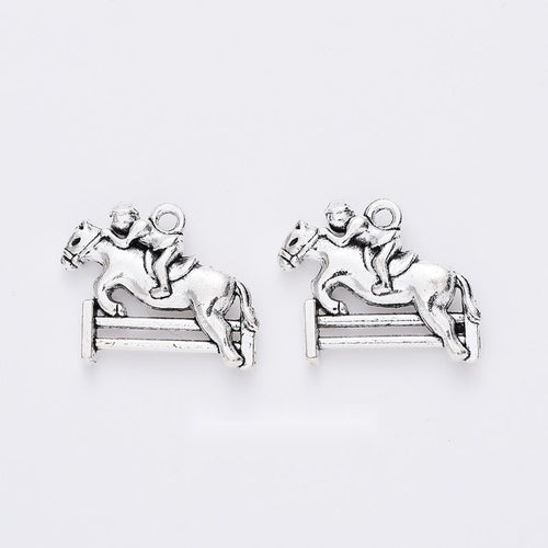 Equestrian Jump Charm shown in the available metal finishes on white