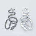 Antique Silver Coiled Snake Charm with Textured Scales view 1