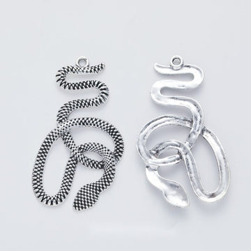 Antique Silver Coiled Snake Charm with Textured Scales
