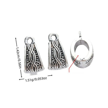 Braided Tapered Bail Bead in Textured Metal for Jewelry Making