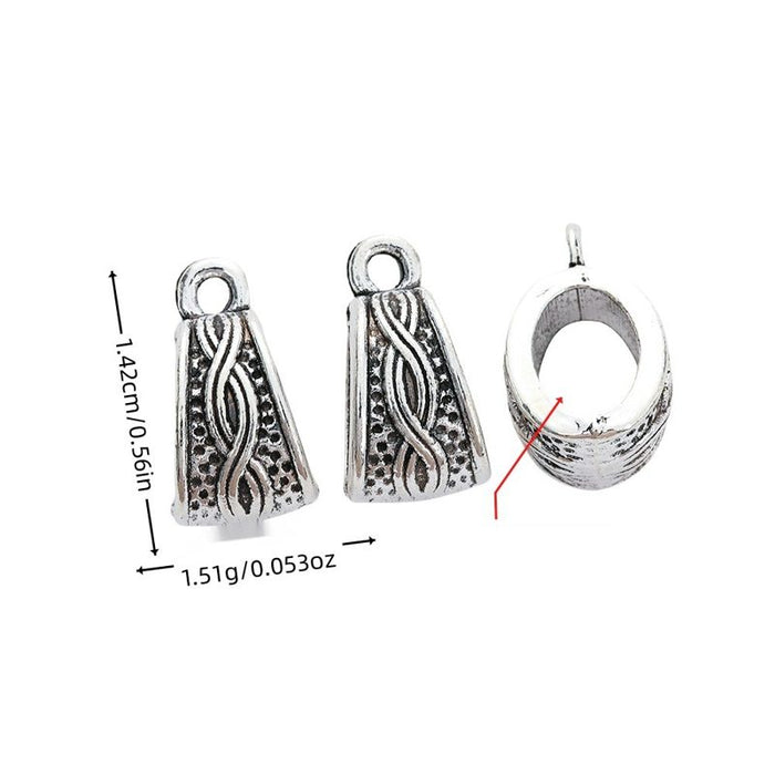 Braided Tapered Bail Bead in Textured Metal for Jewelry Making