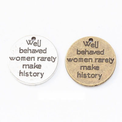Inscribed Round Disc metal pieces shown in the available finishes.