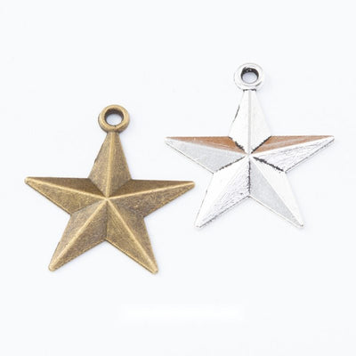 Five Point Star Charm finish comparison on a white background
